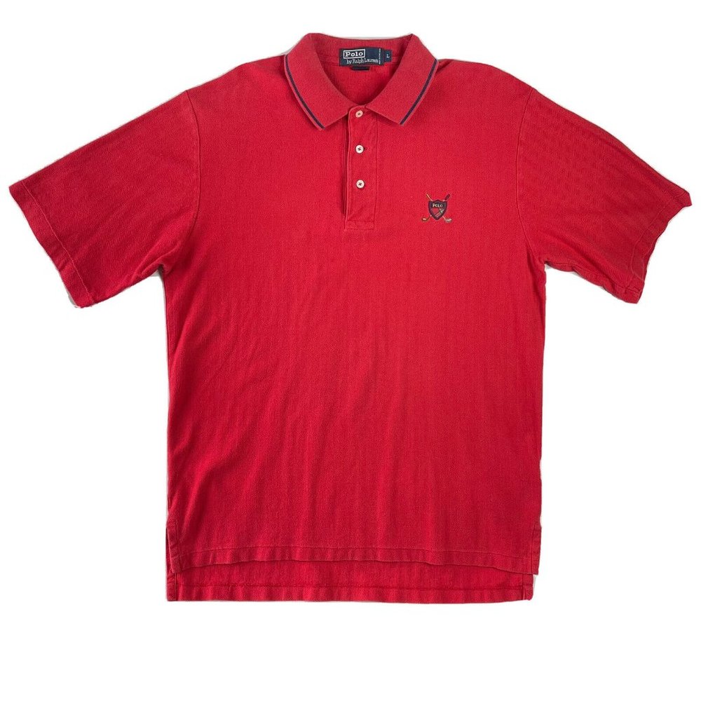 Vintage Polo Ralph Lauren Herringbone Golf Polo Men's Size Large 100% Cotton